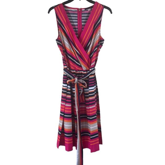 Tommy Hilfiger striped fit and flare cotton dress with belt size 6 Small - Picture 9 of 11